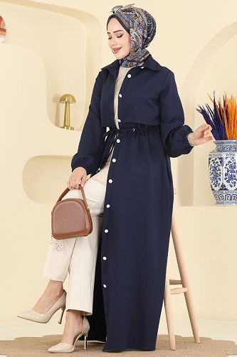 moda selvim Abaya 2784SL432 Navy Blue - Thumbnail