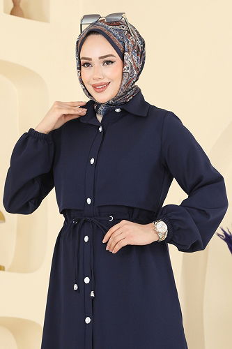 moda selvim Abaya 2784SL432 Navy Blue - Thumbnail