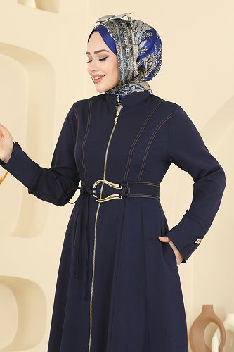 moda selvim عباءة كحلي 2786SL432 - Thumbnail