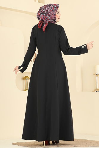 moda selvim Abaya 2791SL432 Black - Thumbnail