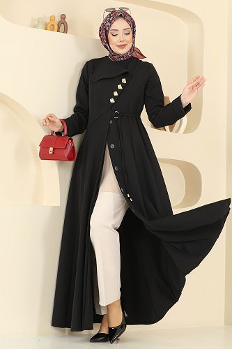 moda selvim Abaya 2791SL432 Black - Thumbnail