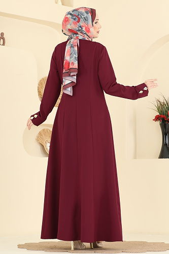 moda selvim Abaya 2791SL432 Burgundy - Thumbnail