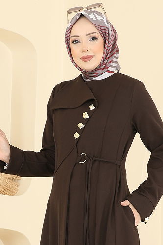 moda selvim عباءة بني غامق 2791SL432 - Thumbnail
