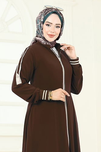 moda selvim Abaya 2793SL432 Bitter Brown - Thumbnail