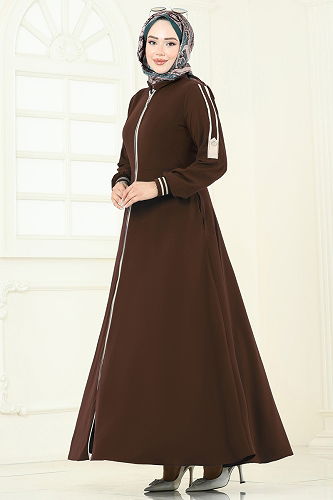 moda selvim Abaya 2793SL432 Bitter Brown - Thumbnail