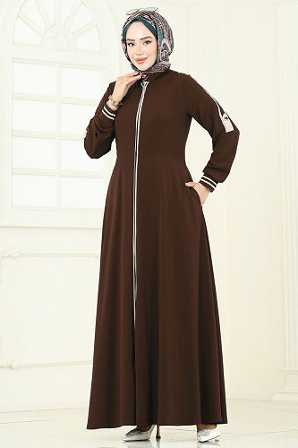 moda selvim Abaya 2793SL432 Bitter Brown - Thumbnail