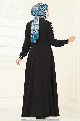 moda selvim عباءة أسود 2793SL432 - Thumbnail