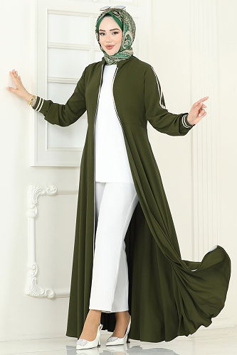 moda selvim Abaya 2793SL432 Khaki - Thumbnail