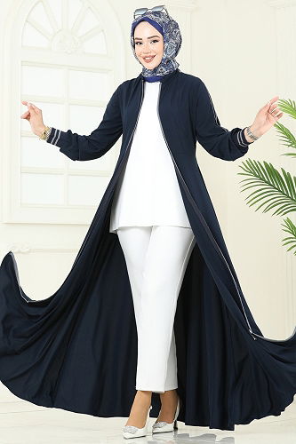 moda selvim Abaya 2793SL432 Navy Blue - Thumbnail
