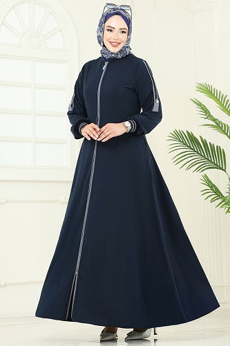 moda selvim Abaya 2793SL432 Navy Blue - Thumbnail