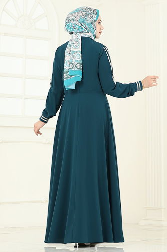 moda selvim عباءة بترولي 2793SL432 - Thumbnail