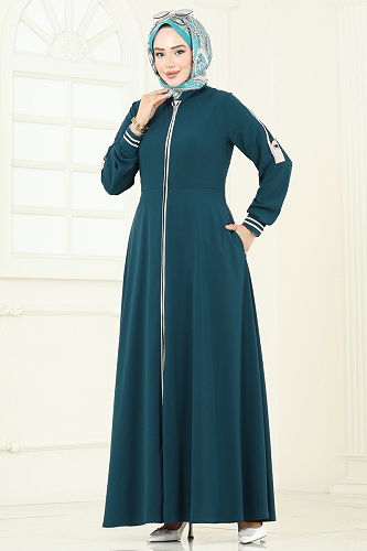 moda selvim عباءة بترولي 2793SL432 - Thumbnail