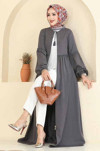 moda selvim Abaya 2796SL432 Anthracite - Thumbnail