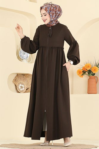 moda selvim Abaya 2796SL432 Bitter Brown - Thumbnail