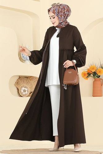 moda selvim Abaya 2796SL432 Bitter Brown - Thumbnail