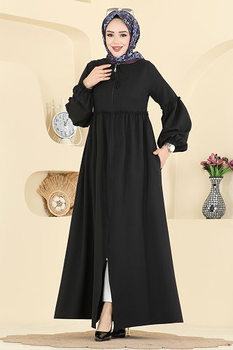 moda selvim عباءة أسود 2796SL432 - Thumbnail