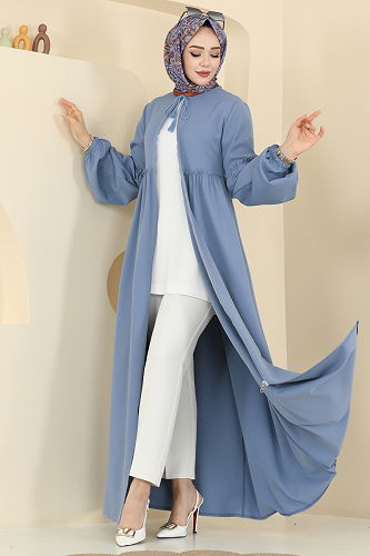 moda selvim Abaya 2796SL432 Blue - Thumbnail