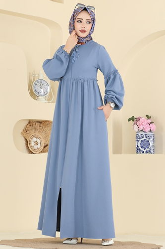moda selvim Abaya 2796SL432 Blue - Thumbnail