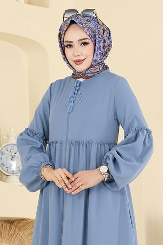 moda selvim عباءة أزرق 2796SL432 - Thumbnail