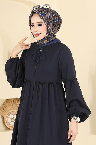 moda selvim Abaya 2796SL432 Navy Blue - Thumbnail