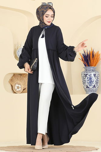 moda selvim عباءة كحلي 2796SL432 - Thumbnail