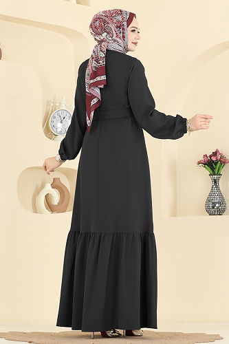 moda selvim Abaya 2797SL432 Black - Thumbnail