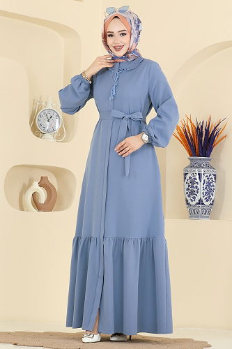 moda selvim Abaya 2797SL432 Blue - Thumbnail