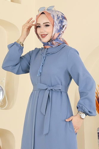 moda selvim Abaya 2797SL432 Blue - Thumbnail