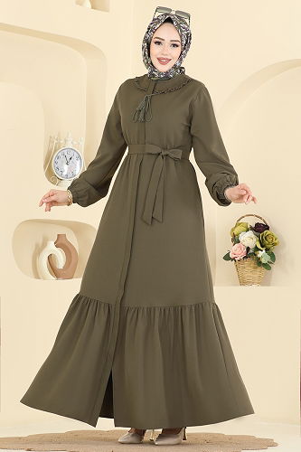moda selvim Abaya 2797SL432 Khaki - Thumbnail
