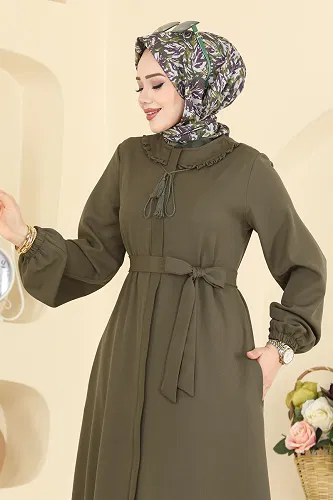 moda selvim Abaya 2797SL432 Khaki - Thumbnail