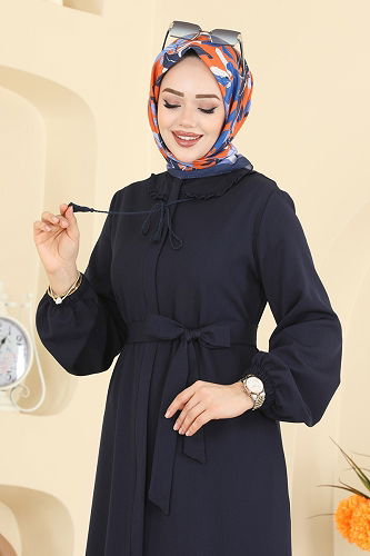 moda selvim Abaya 2797SL432 Navy Blue - Thumbnail