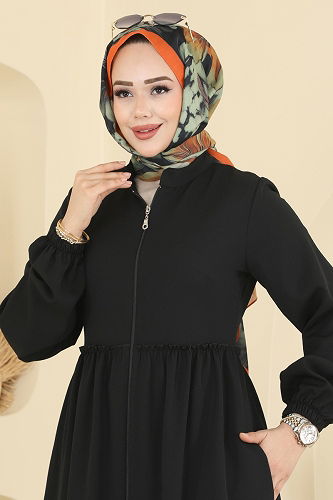 moda selvim Abaya 2798SL432 Black - Thumbnail