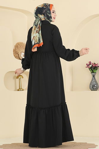 moda selvim Abaya 2798SL432 Black - Thumbnail