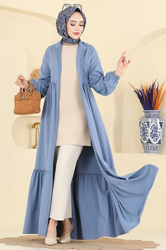 moda selvim Abaya 2798SL432 Blue - Thumbnail