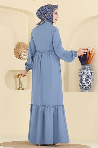 moda selvim عباءة أزرق 2798SL432 - Thumbnail