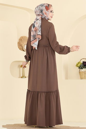 moda selvim عباءة بني 2798SL432 - Thumbnail