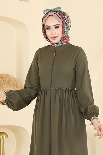 moda selvim Abaya 2798SL432 Khaki - Thumbnail