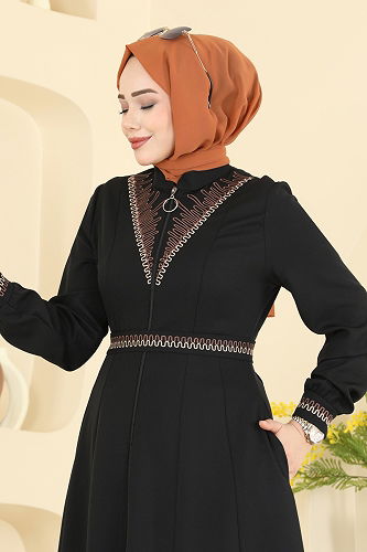 moda selvim Abaya 2801SL432 Black - Thumbnail