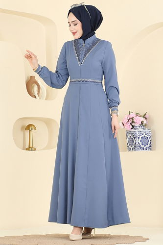 moda selvim Abaya 2801SL432 Blue - Thumbnail