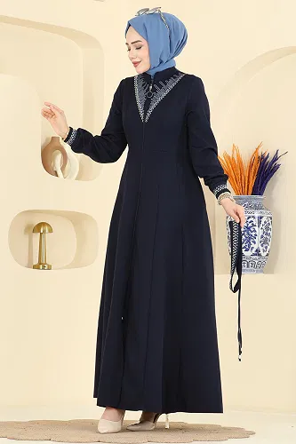 moda selvim Abaya 2801SL432 Navy Blue - Thumbnail