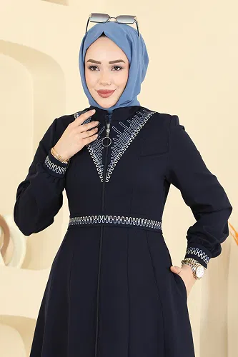 moda selvim Abaya 2801SL432 Navy Blue - Thumbnail