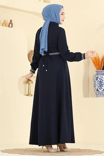 moda selvim Abaya 2801SL432 Navy Blue - Thumbnail