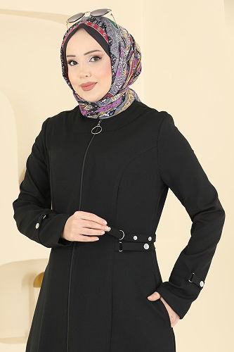 moda selvim Abaya 2803SL432 Black - Thumbnail