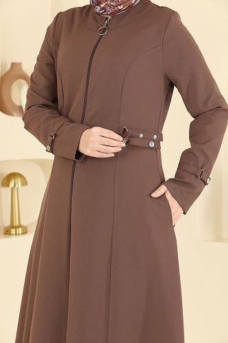 moda selvim Abaya 2803SL432 Brown - Thumbnail