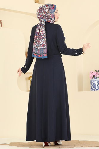moda selvim Abaya 2803SL432 Navy Blue - Thumbnail