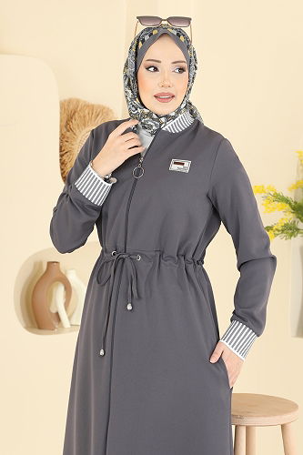 moda selvim Abaya 2807SL432 Anthracite - Thumbnail