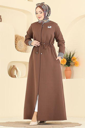 moda selvim Abaya 2807SL432 Brown - Thumbnail