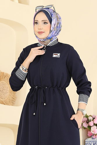 moda selvim Abaya 2807SL432 Navy Blue - Thumbnail