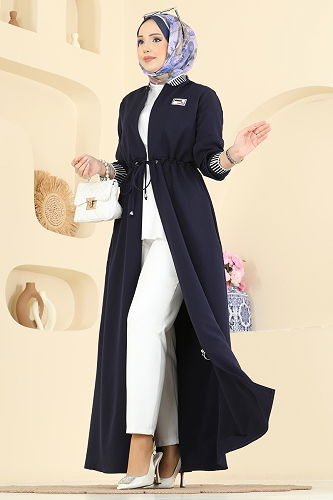 moda selvim Abaya 2807SL432 Navy Blue - Thumbnail
