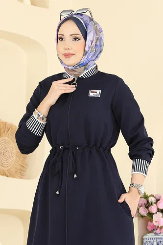 moda selvim عباءة كحلي 2807SL432 - Thumbnail